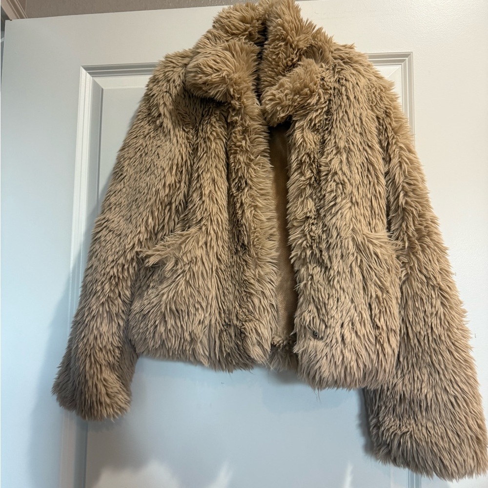Abercrombie Kids Tan Faux Fur Coat